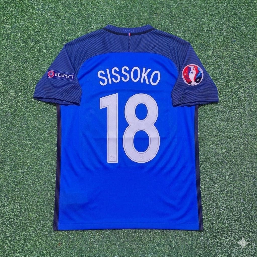 France EURO 2016 Moussa Sissoko #18 Home Retro Football Jersey