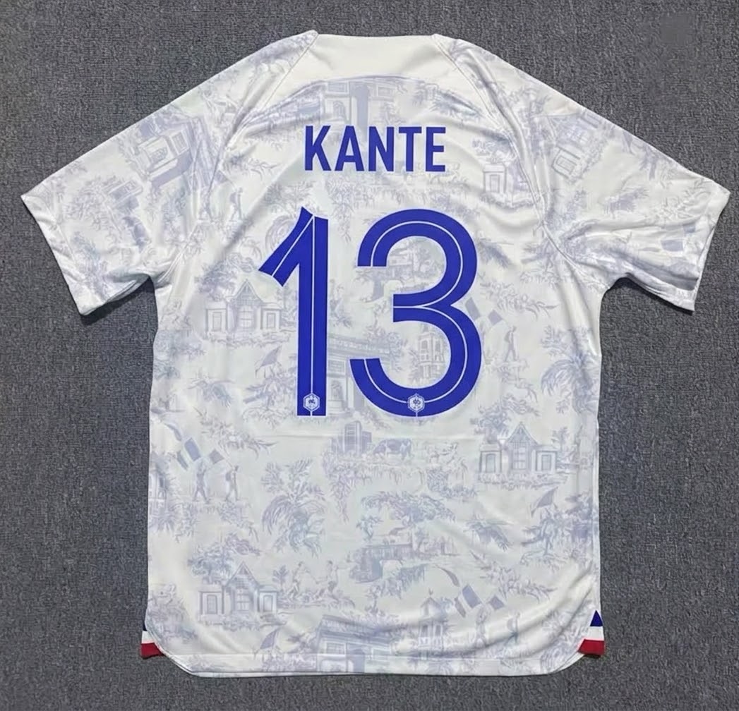 France World Cup 2022 N’golo Kante #13 Away Retro Football Jersey