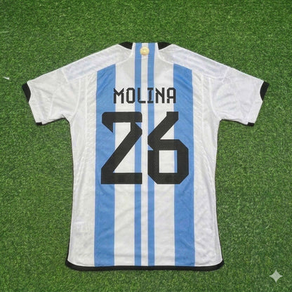 Argentina World Cup 2022 Nahuel Molina 26- Qatar Champion Home Football Jersey