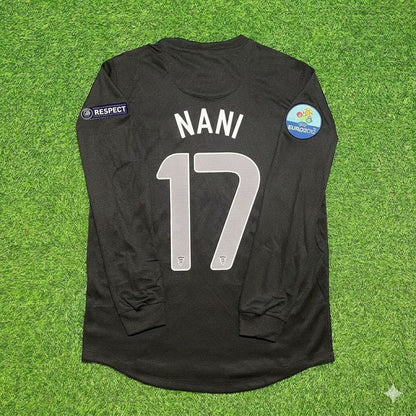 Portugal EURO 2012 Luis Nani #17 Away Black Long Sleeve Retro Football Jersey