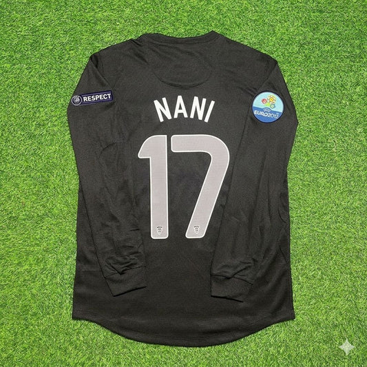 Portugal EURO 2012 Luis Nani #17 Away Black Long Sleeve Retro Football Jersey