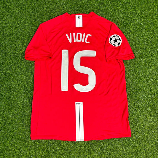Nemanja Vidic #15 Manchester United 2008 Champions League Final Retro Football Jersey