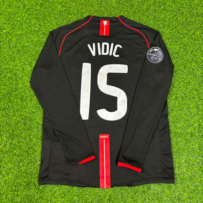 Nemanja Vidic Manchester United 2007/2008 Champions League Patch Black Retro Football Jersey Collection