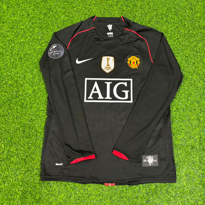 Nemanja Vidic Manchester United 2007/2008 Champions League Patch Black Retro Football Jersey Collection