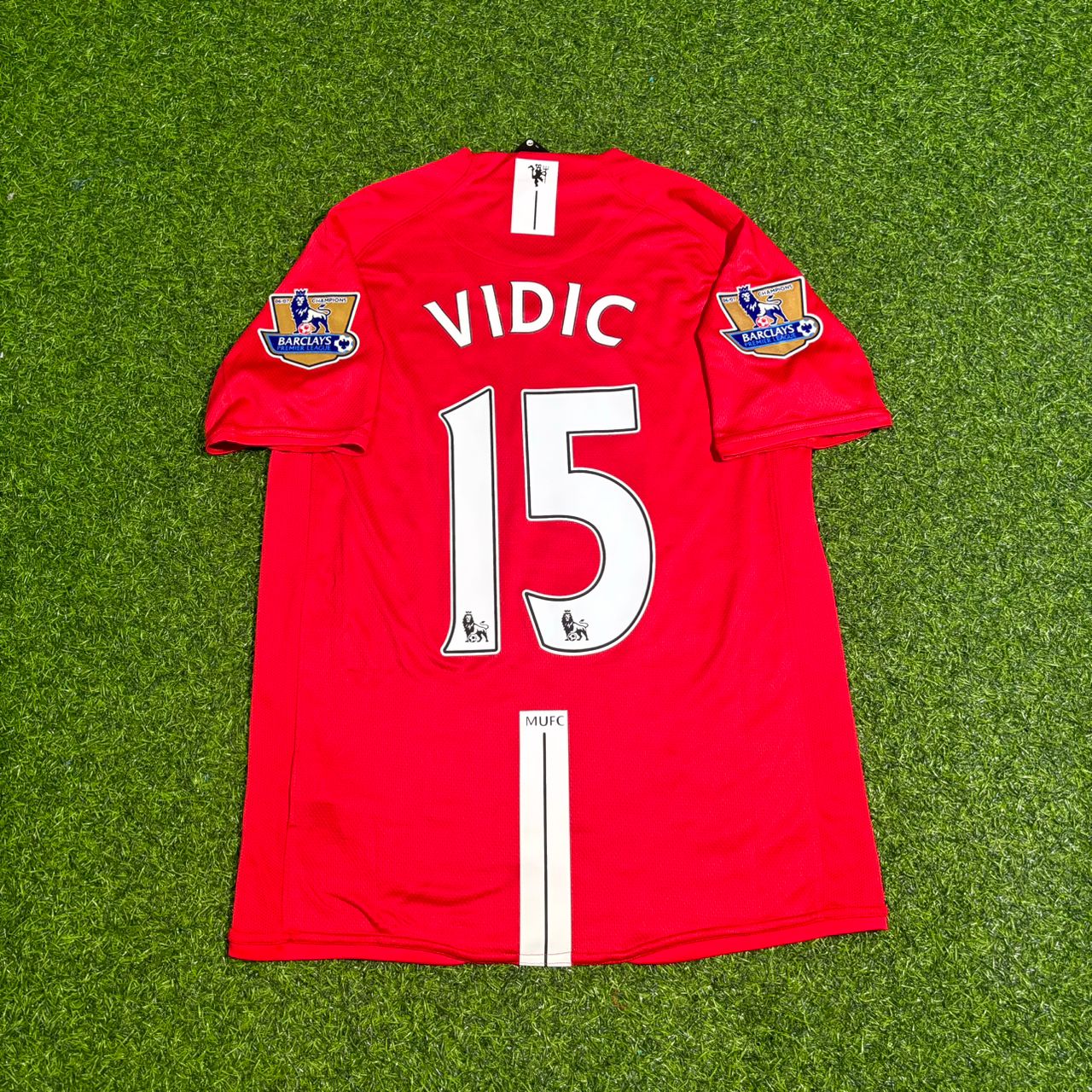 Nemanja Vidic Manchester United 2007 2008 EPL Retro Red Football Jersey
