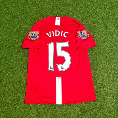 Nemanja Vidic Manchester United 2007 2008 EPL Retro Red Football Jersey