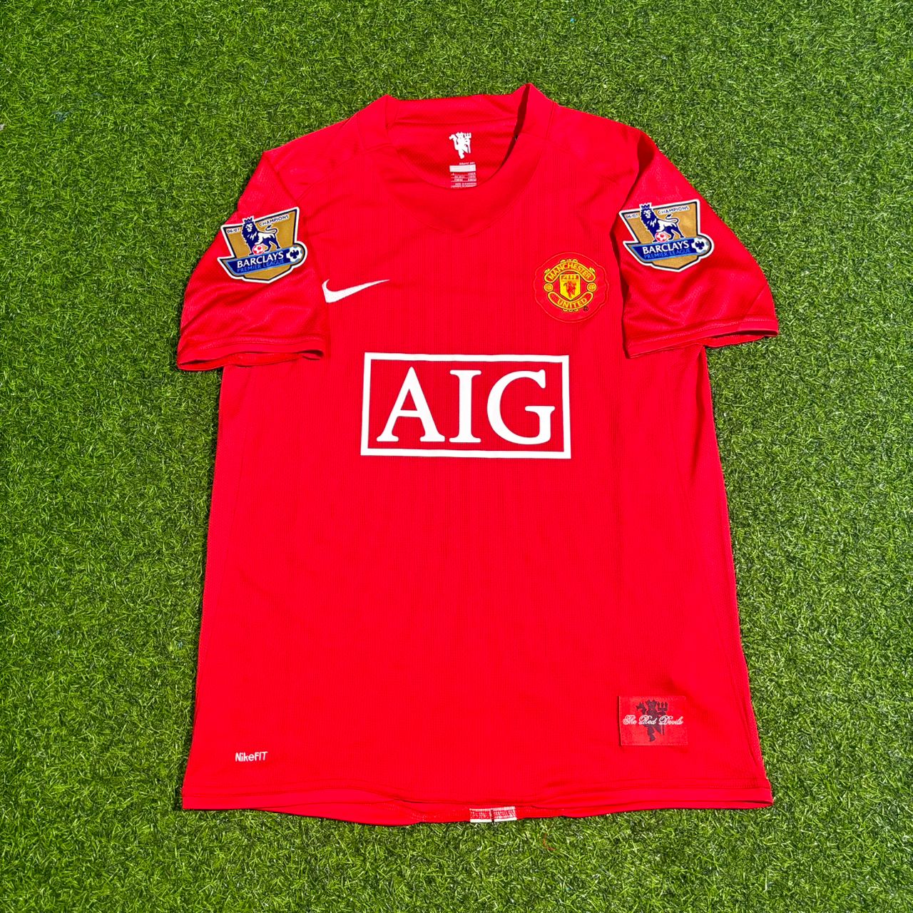 Nemanja Vidic Manchester United 2007 2008 EPL Retro Red Football Jersey