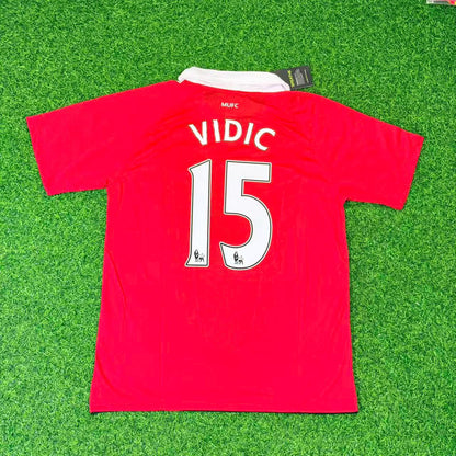 Nemanja Vidic Manchester United 2010/2011 Retro Home Football Jersey Kit