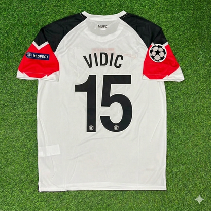 Nemanja Vidić #15 Manchester United 2011 Champions League Final White Football Jersey Kit