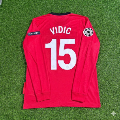 Nemanja Vidic #15 Manchester United 2009-2010 Retro Long Sleeve Football Jersey Kit