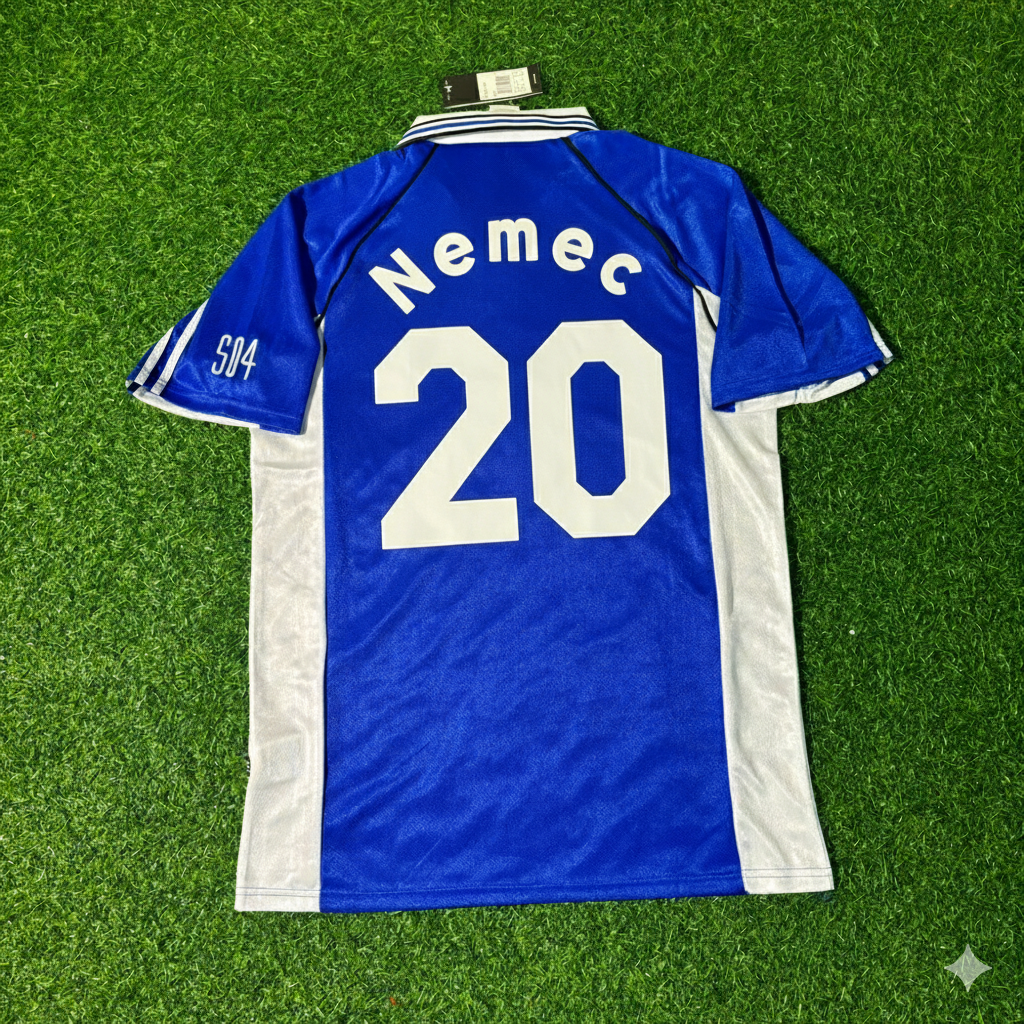 Jiri Nemec FC Schalke 04 1999/2000 Blaues Heimtrikot Retro Fußballtrikot Jersey