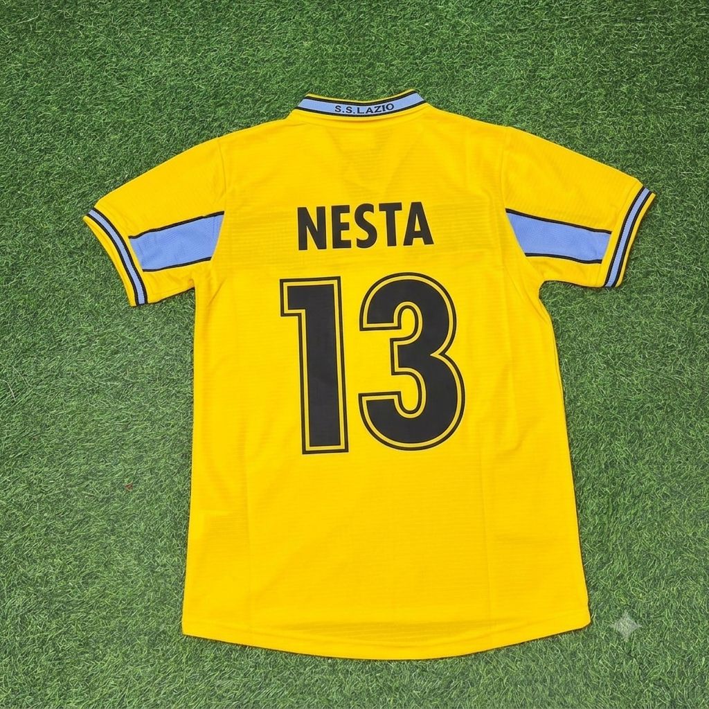 Alessandro Nesta Lazio 1998-2000 Yellow Retro Football Jersey Kit
