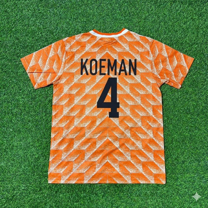 Netherlands 1988 Ronald Koeman Retro Home Football Jersey front view