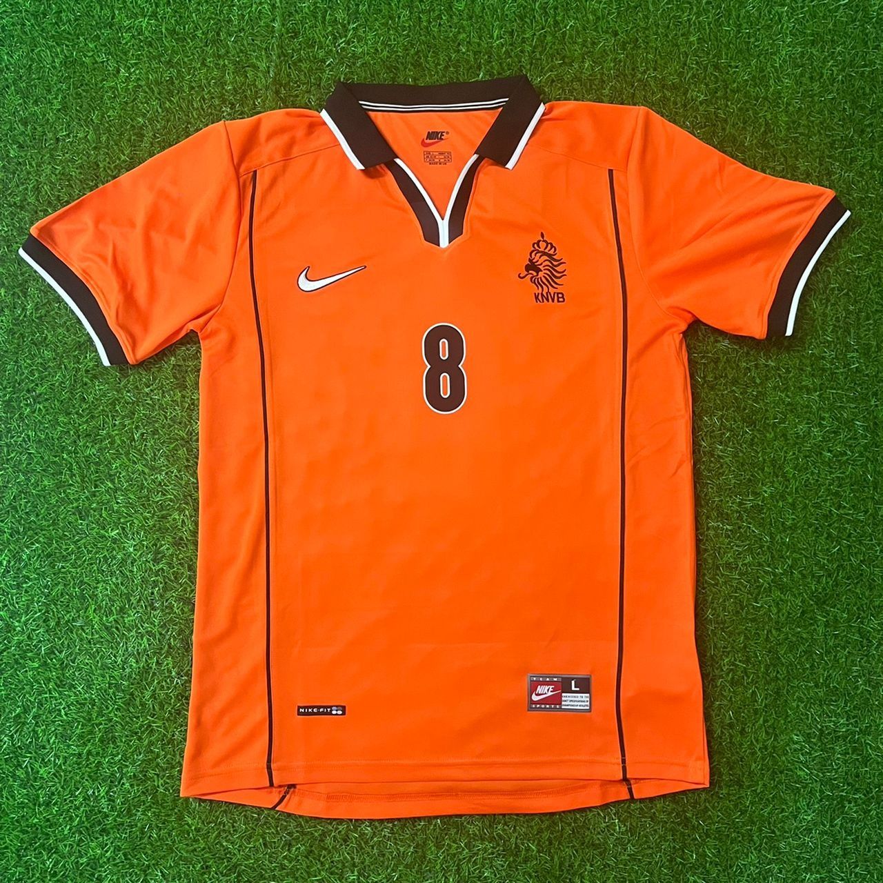 Netherlands 1998 World Cup Dennis Bergkamp Retro Home Orange Football Jersey back view