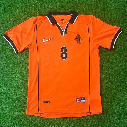 Netherlands 1998 World Cup Dennis Bergkamp Retro Home Orange Football Jersey back view