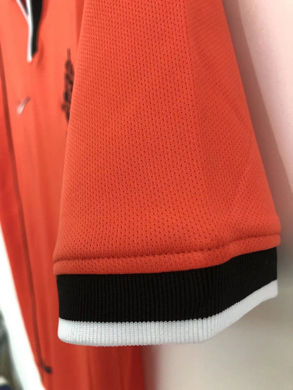 Netherlands 1998 World Cup Dennis Bergkamp Retro Home Orange Football Jersey detail view