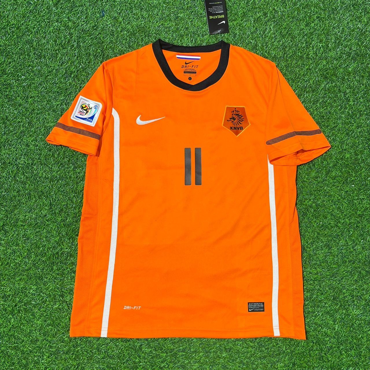 Netherlands 2010 World Cup Arjen Robben Football Jersey back view