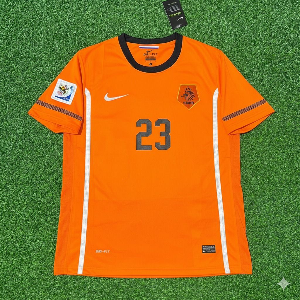 Netherlands 2010 World Cup Rafael van der Vaart Football Jersey back view