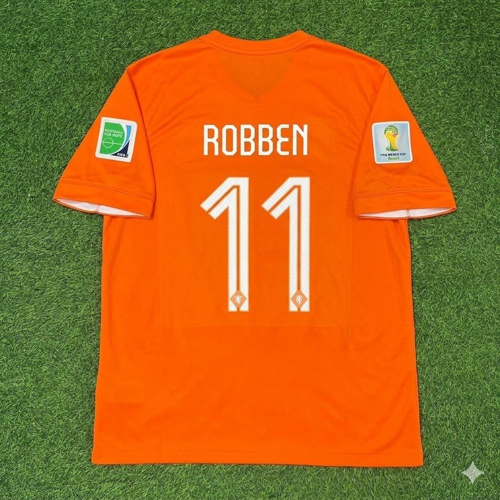 Netherlands 2014 World Cup Arjen Robben Home Football Jersey front view