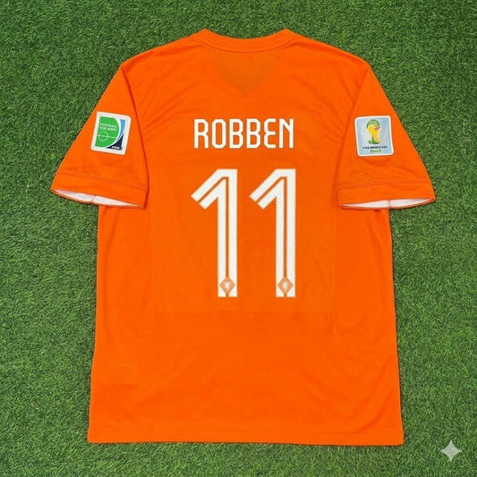 Netherlands 2014 World Cup Arjen Robben Home Football Jersey front view