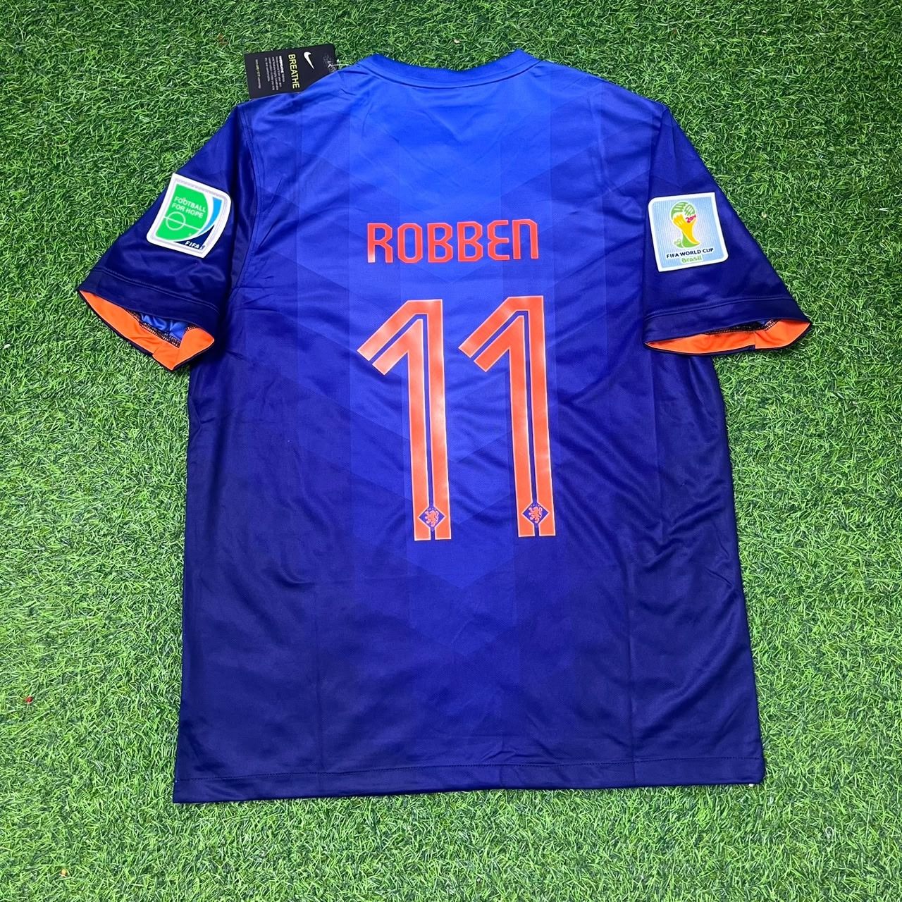 Netherlands 2014 World Cup Arjen Robben Retro Football Jersey front view