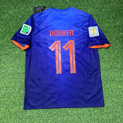 Netherlands 2014 World Cup Arjen Robben Retro Football Jersey front view