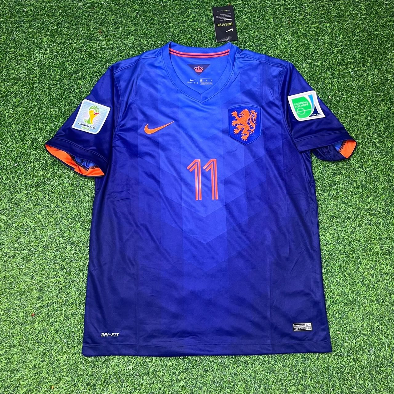 Netherlands 2014 World Cup Arjen Robben Retro Football Jersey back view