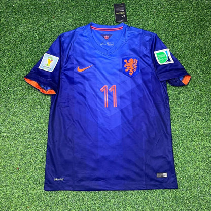 Netherlands 2014 World Cup Arjen Robben Retro Football Jersey back view