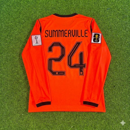 Netherlands 2026 World Cup Crysencio Summerville #24 Home Long Sleeve Football Jersey front view