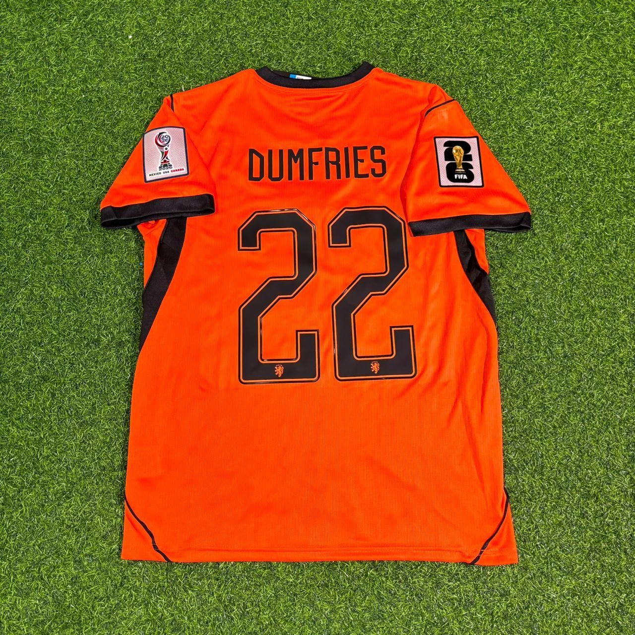 Netherlands 2026 World Cup Denzel Dumfries Home Football Jersey front view