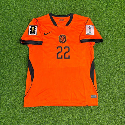 Netherlands 2026 World Cup Denzel Dumfries Home Football Jersey back view