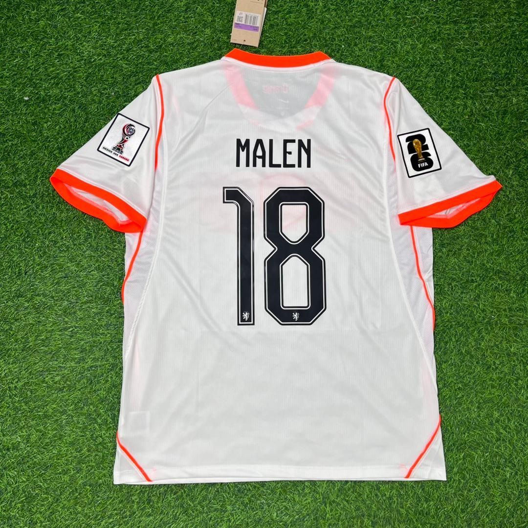 Netherlands 2026 World Cup Donyell Malen White New Season Football Jersey front view