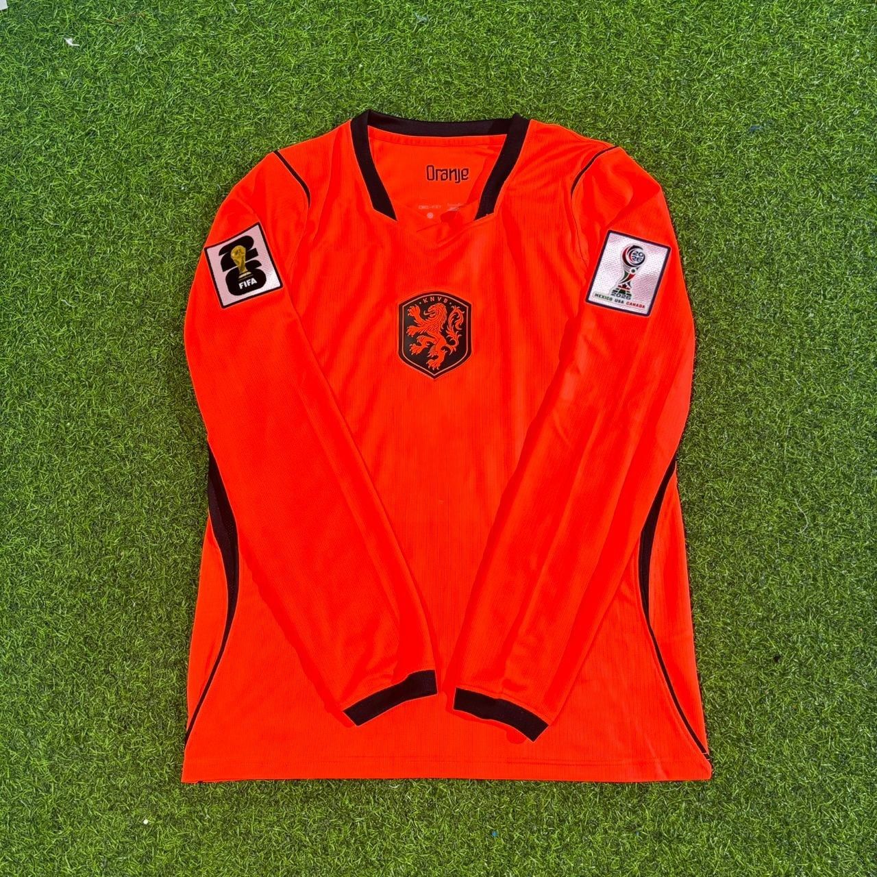 Netherlands 2026 World Cup Tijjani Reijnders #14 Home Long Sleeve Football Jersey back view