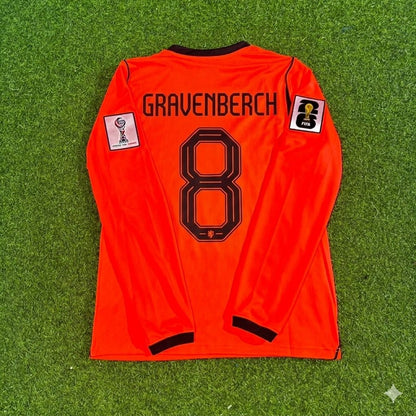 Netherlands 2026 World Cup Ryan Gravenberch #8 Home Long Sleeve Football Jersey front view
