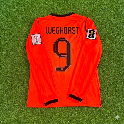 Netherlands 2026 World Cup Wout Weghorst #9 Home Long Sleeve Football Jersey front view