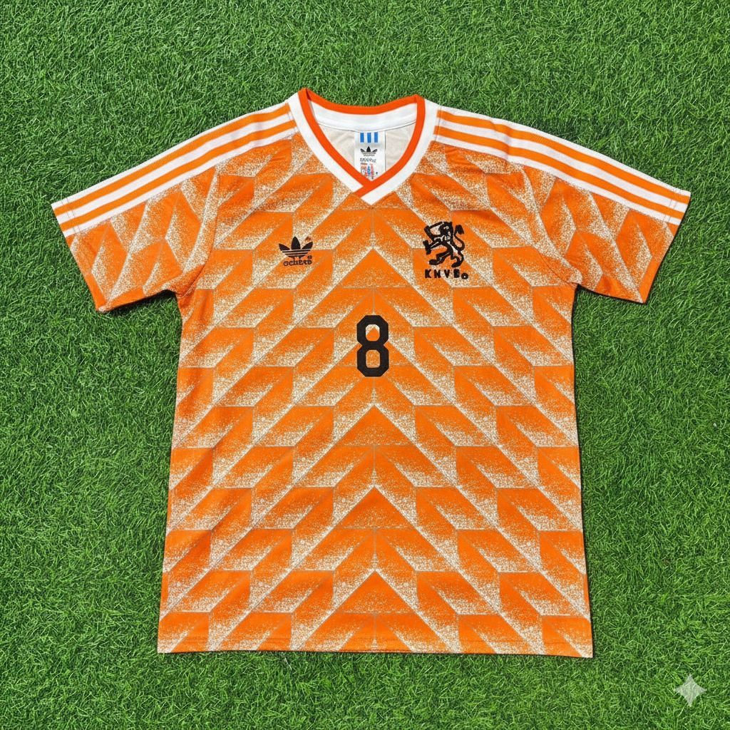 Netherlands Dennis Bergkamp Retro Home Football Jersey back view