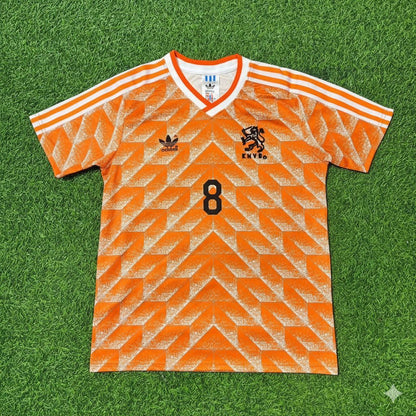 Netherlands Dennis Bergkamp Retro Home Football Jersey back view
