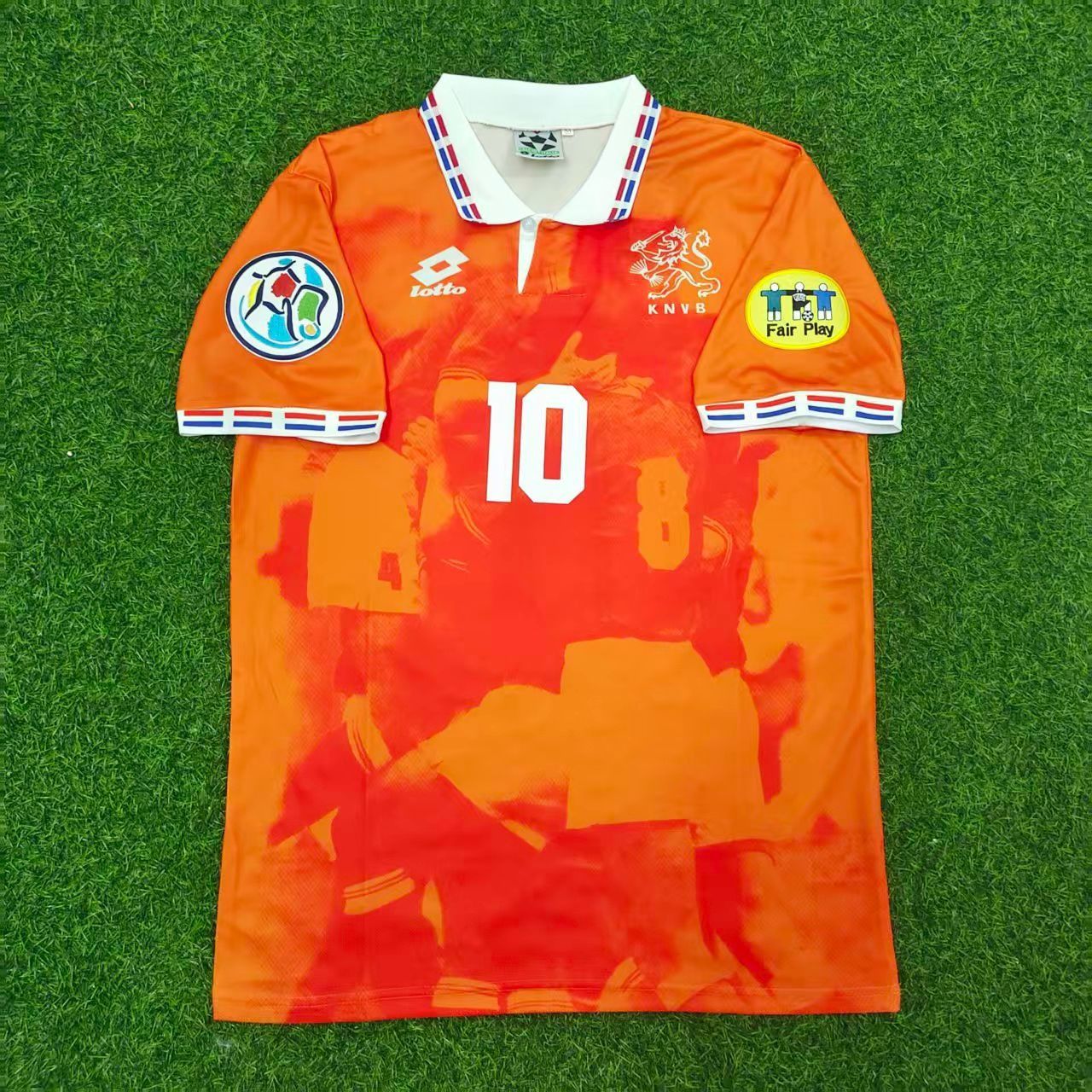 Netherlands EURO 1996 Dennis Bergkamp Retro Home Football Jersey back view