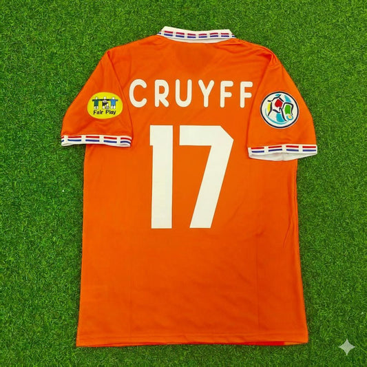 Netherlands EURO 1996 Johan Cruyff Retro Home Football Jersey front view