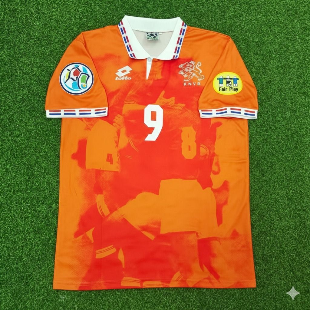 Netherlands EURO 1996 Patrick Kluivert Retro Home Football Jersey back view