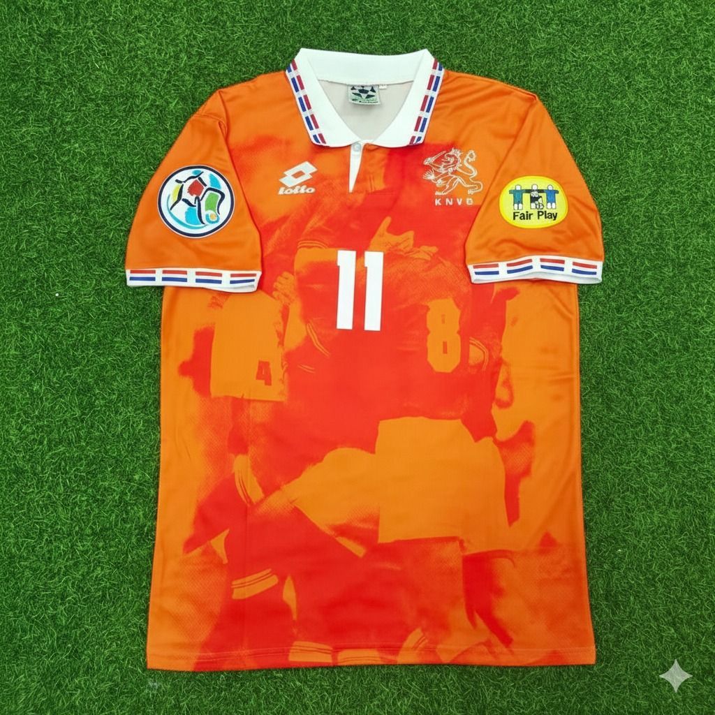 Netherlands EURO 1996 Peter Hoekstra Retro Home Football Jersey back view