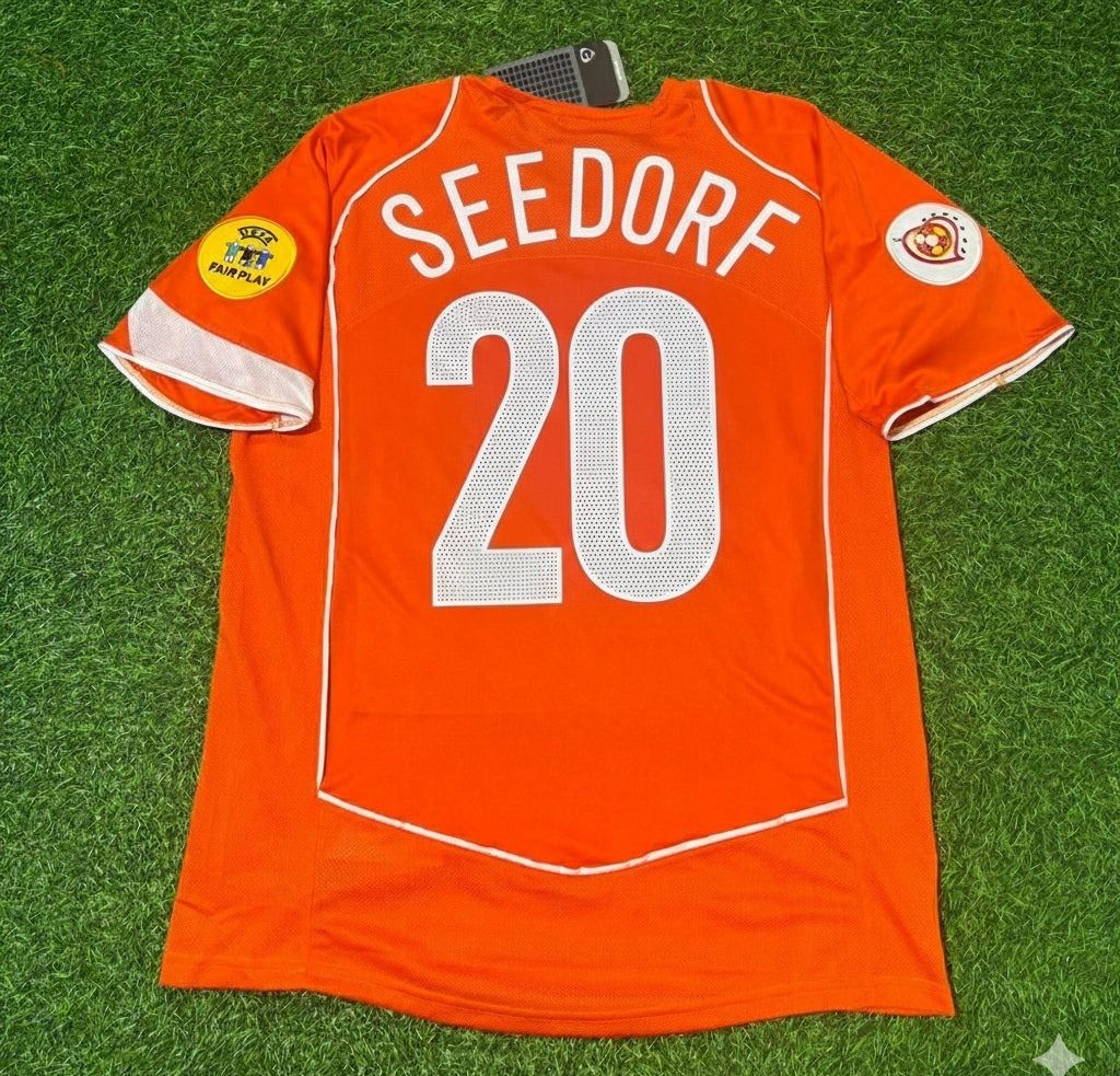 Netherlands EURO 2004 Clarence Seedorf Retro Home Football Jersey front view