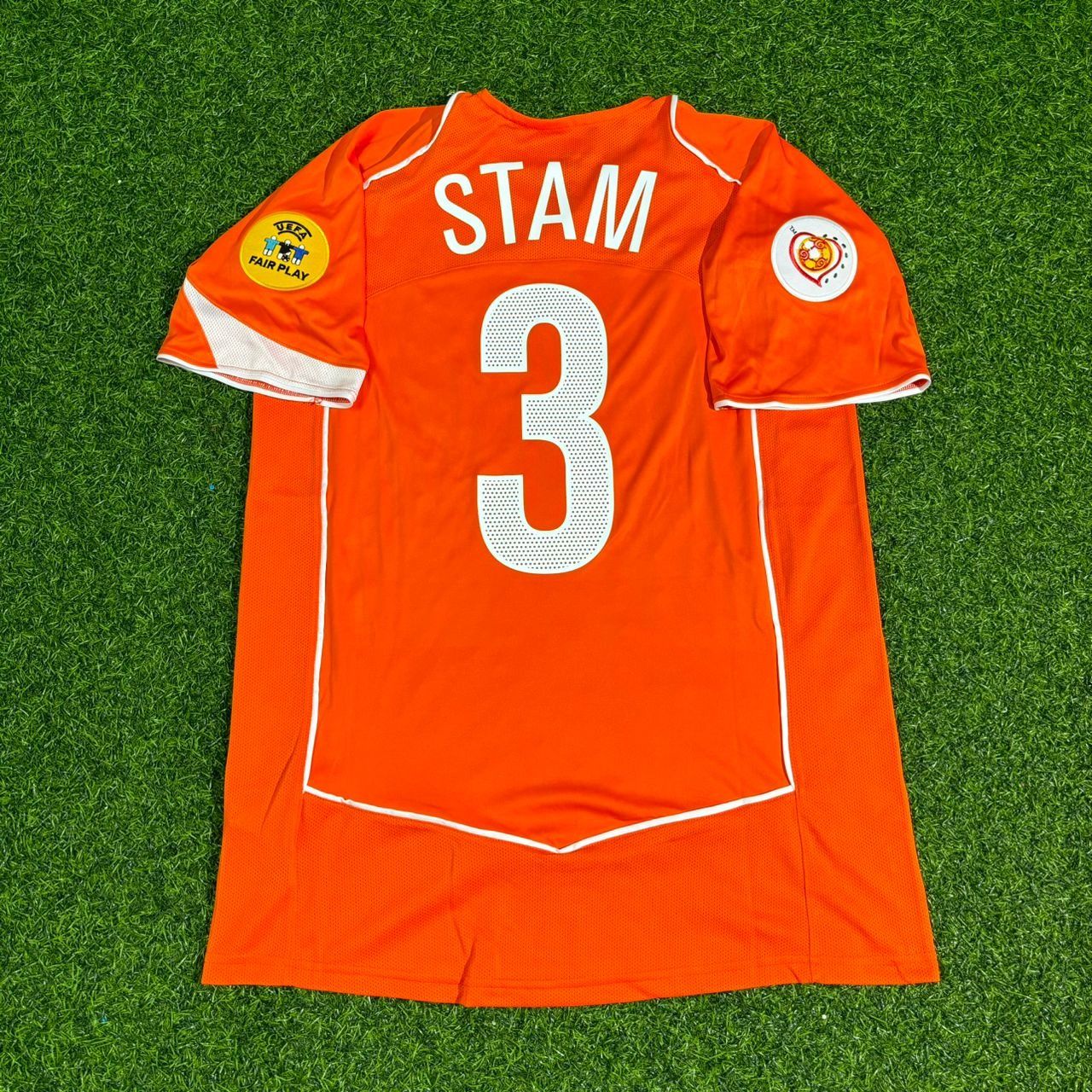 Netherlands EURO 2004 Jaap Stam Retro Home Football Jersey front view