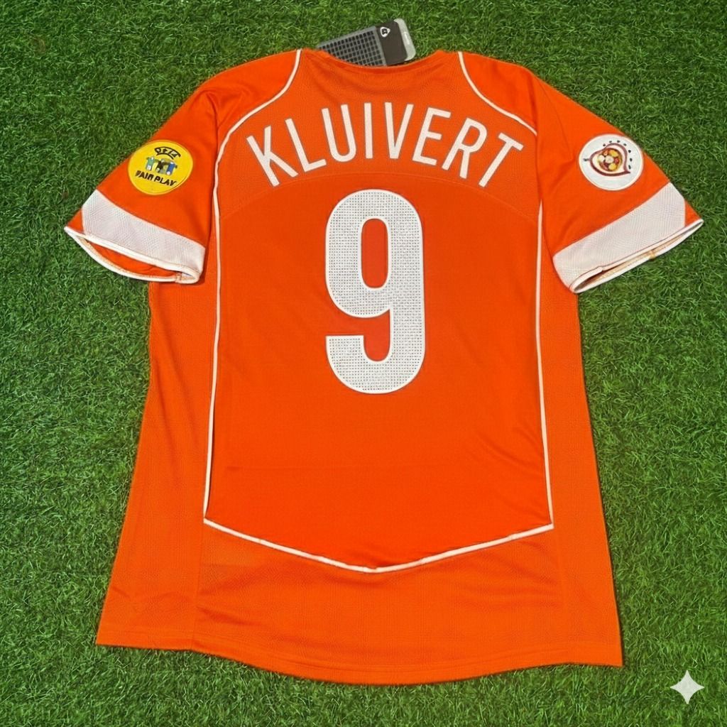 Netherlands EURO 2004 Patrick Kluivert Retro Home Football Jersey front view