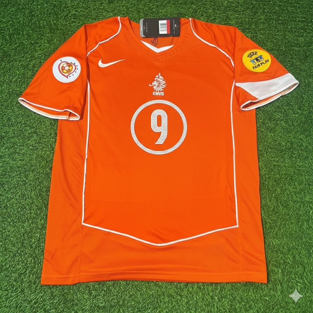 Netherlands EURO 2004 Patrick Kluivert Retro Home Football Jersey back view