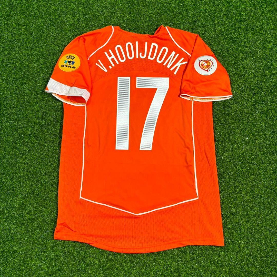 Netherlands EURO 2004 Pierre van Hoojdonk Retro Home Football Jersey front view
