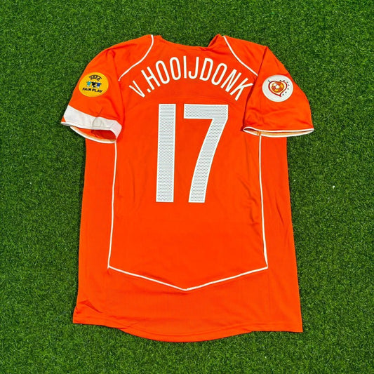Netherlands EURO 2004 Pierre van Hoojdonk Retro Home Football Jersey front view