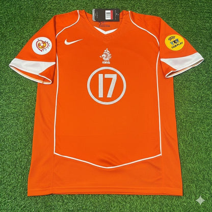 Netherlands EURO 2004 Pierre van Hoojdonk Retro Home Football Jersey detail view