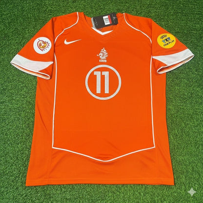 Netherlands EURO 2004 Rafael Van der Vaart Retro Home Football Jersey back view