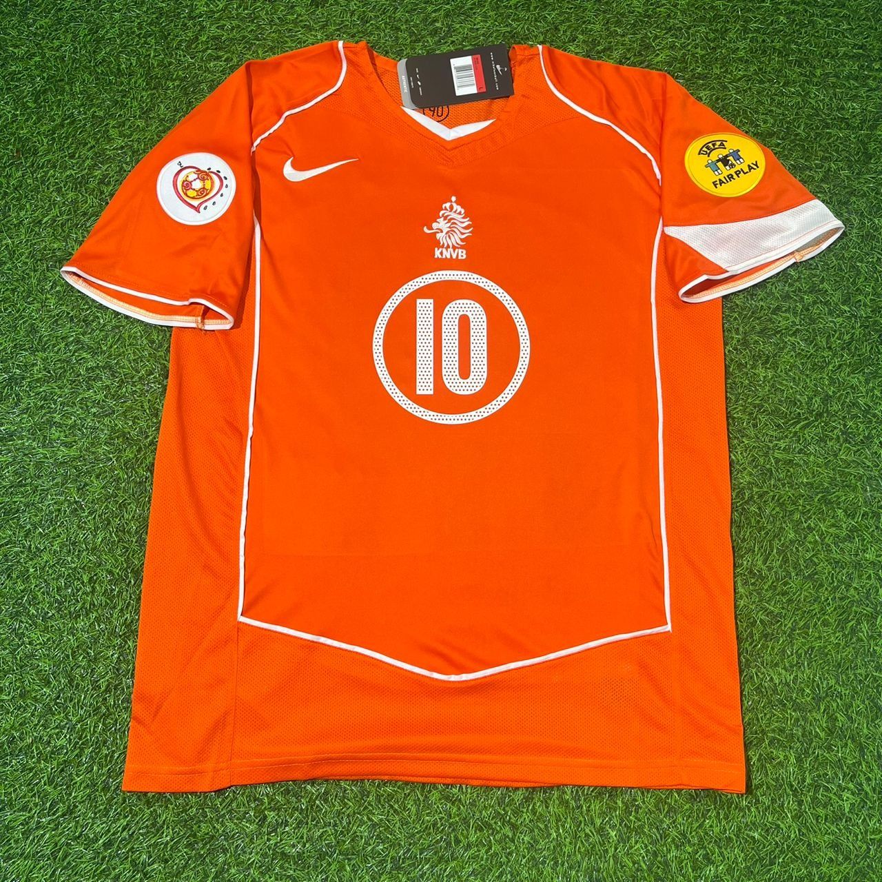Netherlands EURO 2004 Ruud van Nistelrooy Retro Home Football Jersey back view